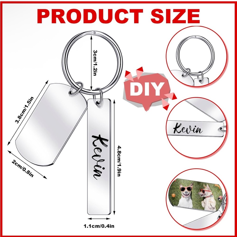 Gisafai 30 Pcs Engravable Stainless Steel Keychain Blank Laser Engraving - Picture 2 of 8